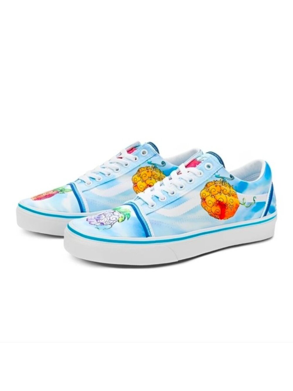 VANS Old Skool One Piece Devil Fruit Women 6.5 Blue Anime Straw Hat Crew 0826